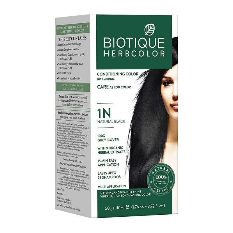 Biotique - Herbcolor Hair Color 1N (50gm+110mL) (Natural Black)