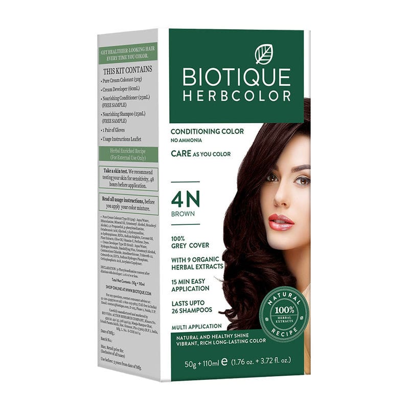 Biotique - Herbcolor Hair Color 4N (50gm+110mL) (Brown)