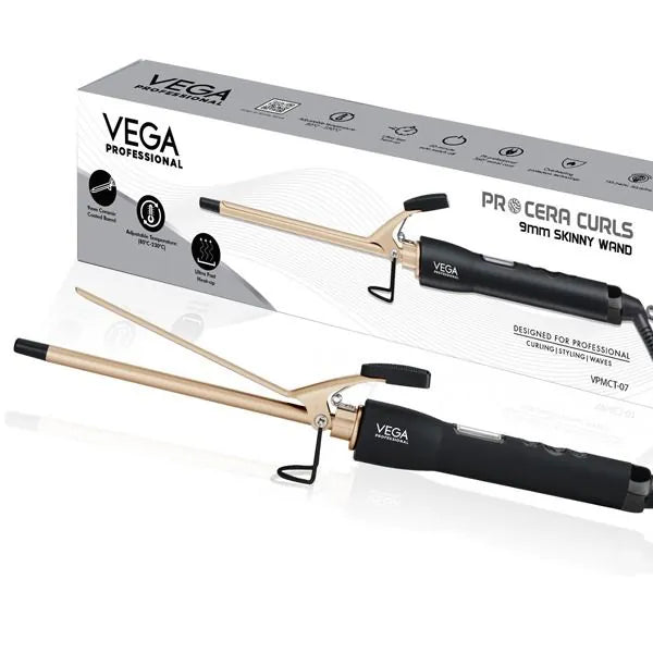 Vega – Pro Cera Curls 9mm Skinny Hair Curler - (VPMCT 07)