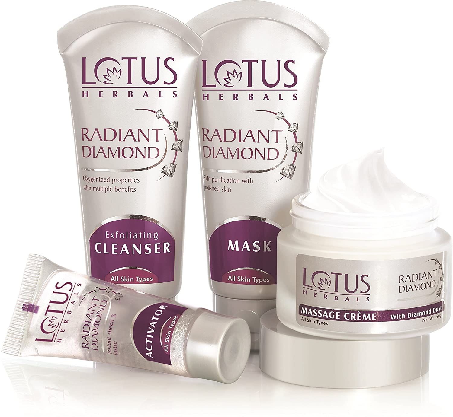 Lotus Herbals - Radiant Diamond Cellular radiance Facial Kit (170g) (Multiple use)