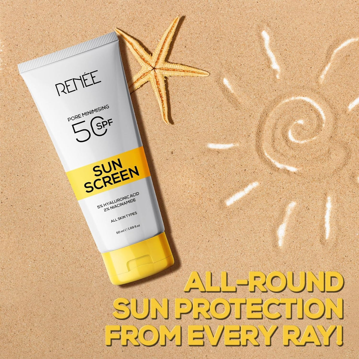 RENEE - Pore Minimizing Sunscreen SPF 50 With 5% Hyaluronic acid & 2% Niacinamide (50mL)