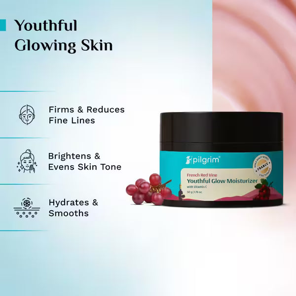 Pilgrim - French Red Vine Youthful Glow Moisturizer WIth Vitamin C (50g)