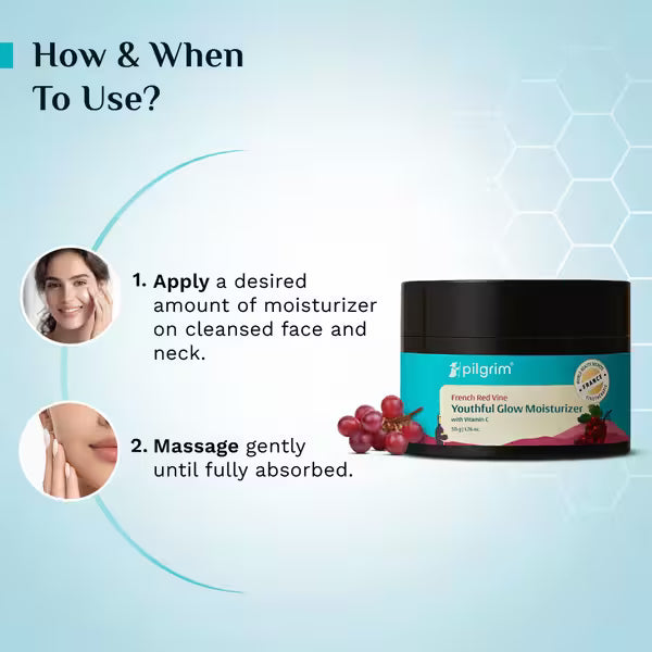 Pilgrim - French Red Vine Youthful Glow Moisturizer WIth Vitamin C (50g)