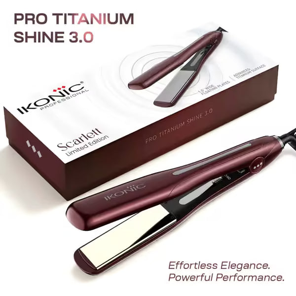 Ikonic Professional - Hair Iron Pro Titanium Shine 3.0 1.5" Wide Floating Plates Scarlett
