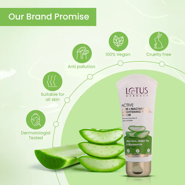 Lotus Herbals - Active Aloe + Niacinamide Brightening Revival Scrub