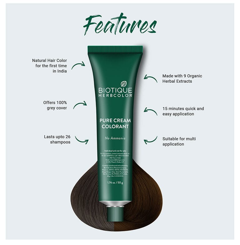 Biotique - Herbcolor Hair Color 4N (50gm+110mL) (Brown)