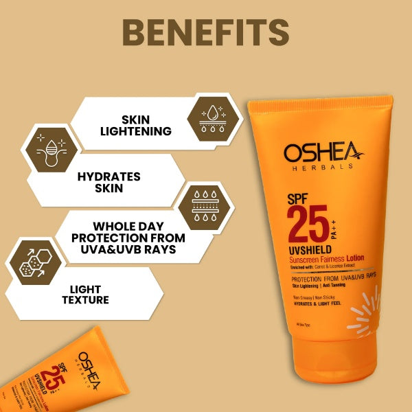 Oshea - Spf25 Pa+++ Uvshield Sunscreen Fairness Lotion (120g)