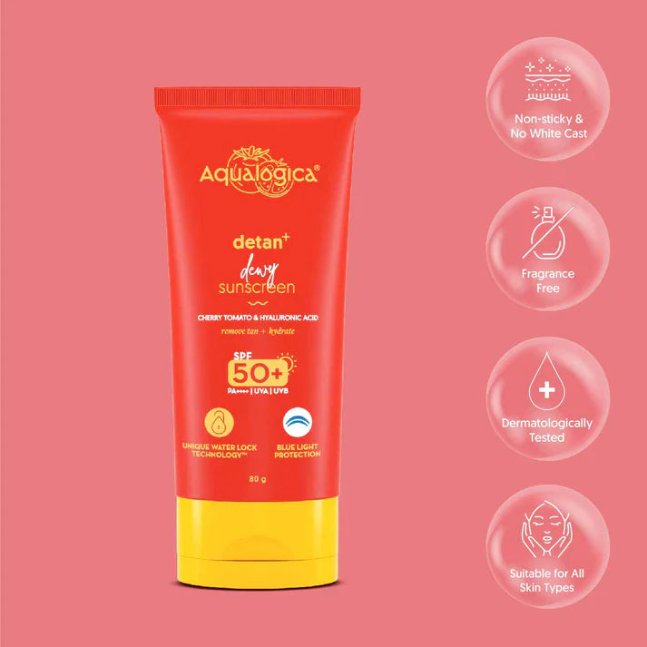 Aqualogica – Detan+ Dewy Sunscreen with SPF 50+ (80G)