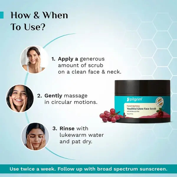 Pilgrim - French Red Vine Youthful Glow Face Scrub (50g)
