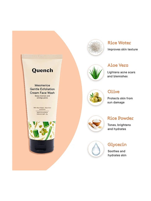 Quench - Gentle Exfoliation Cream Face Wash With Ricewater Minerals (100ml)
