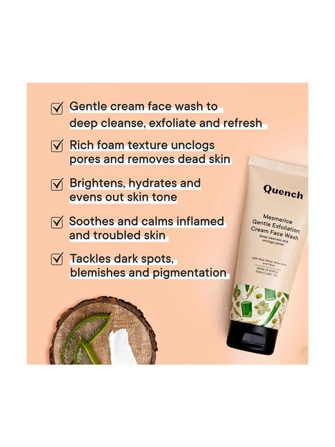 Quench - Gentle Exfoliation Cream Face Wash With Ricewater Minerals (100ml)