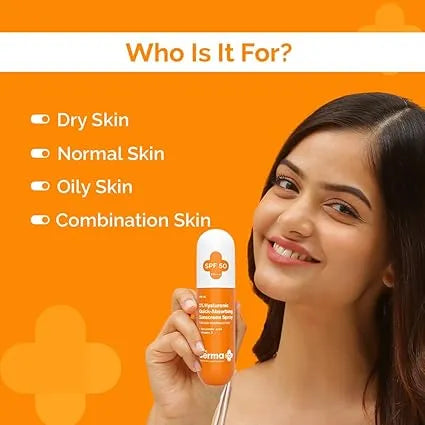 Derma Co – 1% Hyaluronic Quick – Absorbing Sunscreen Spray SPF 50 PA ++++(100 ML )