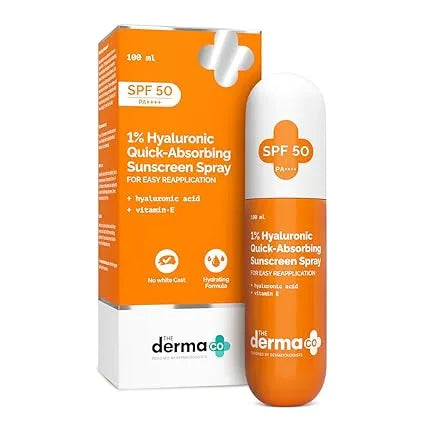 Derma Co – 1% Hyaluronic Quick – Absorbing Sunscreen Spray SPF 50 PA ++++(100 ML )