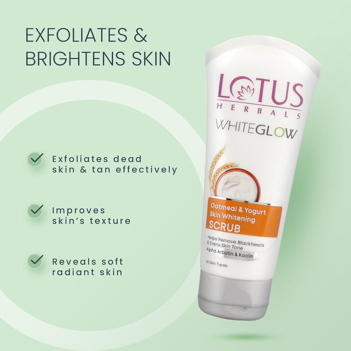 Lotus Herbals - WhiteGlow Oatmeal & Yogurt Skin Whitening Scrub (100g)