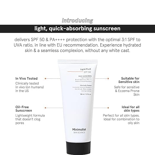 Minimalist - Light Fluid SPF 50 Face Sunscreen (50ML)