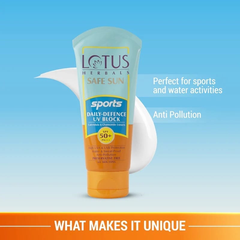 Lotus Herbals - Safe Sun Sports Daily - Defence UV Block Spf 50 PA+++ (80g)