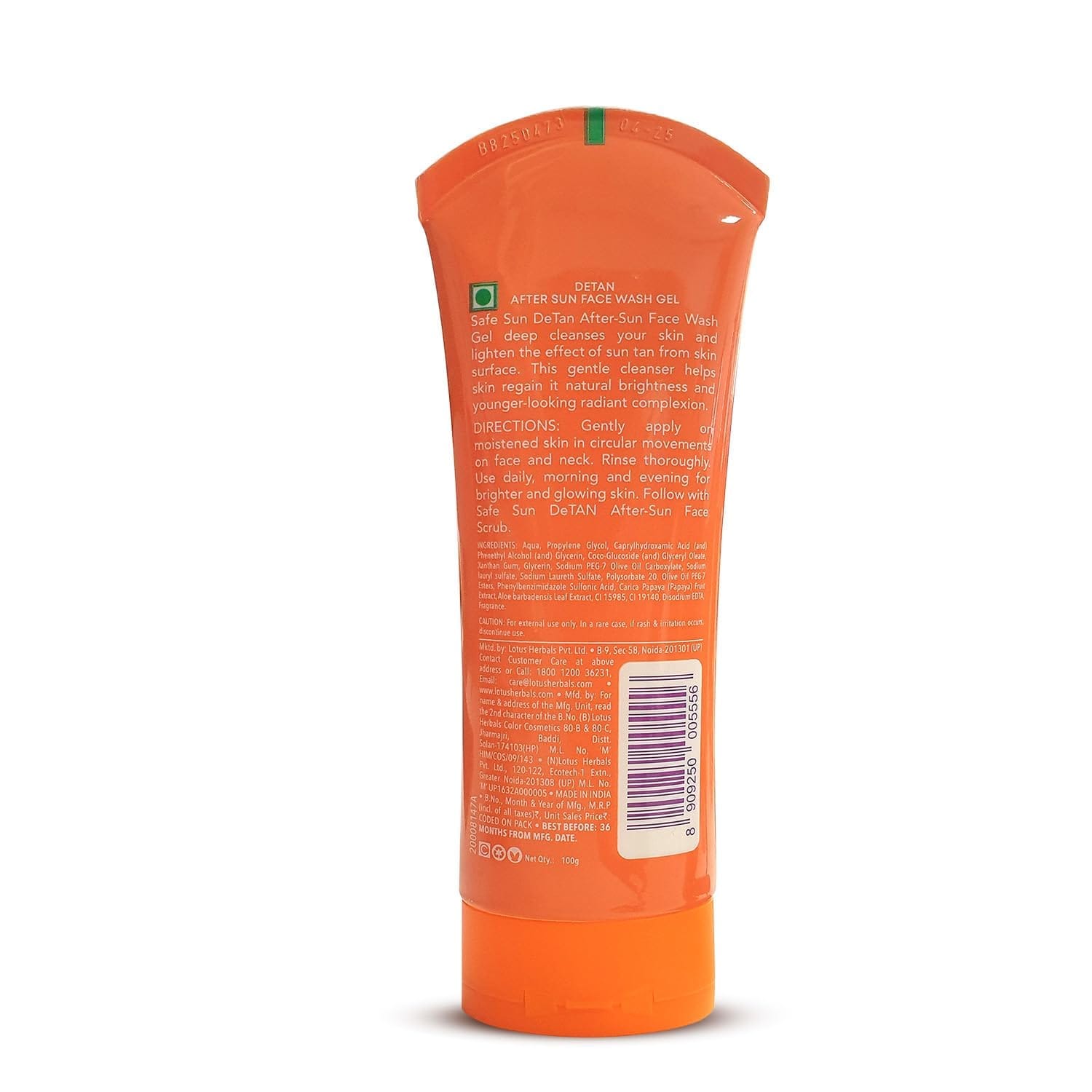 Lotus Herbals - Safe Sun Detan After Sun Face Wash Gel (100g)