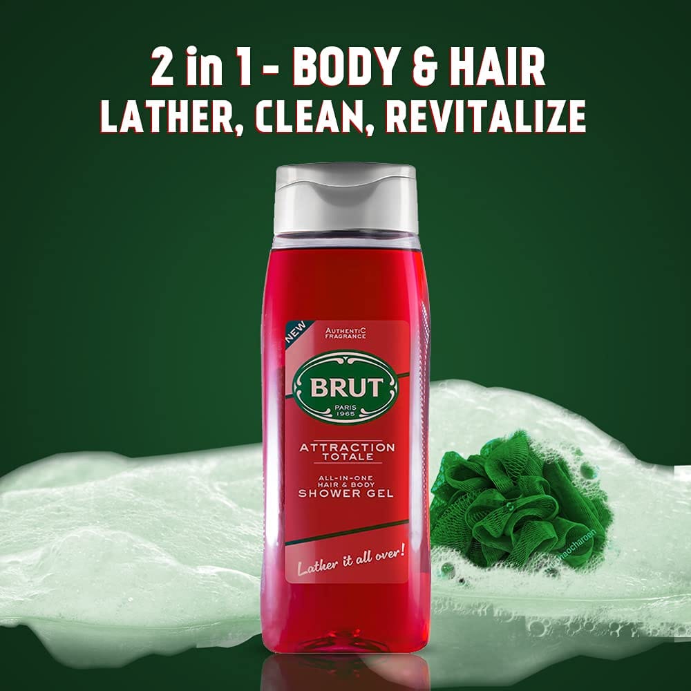 Brut - Attraction Totale All In One Hair & Body Shower Gel (500ML)