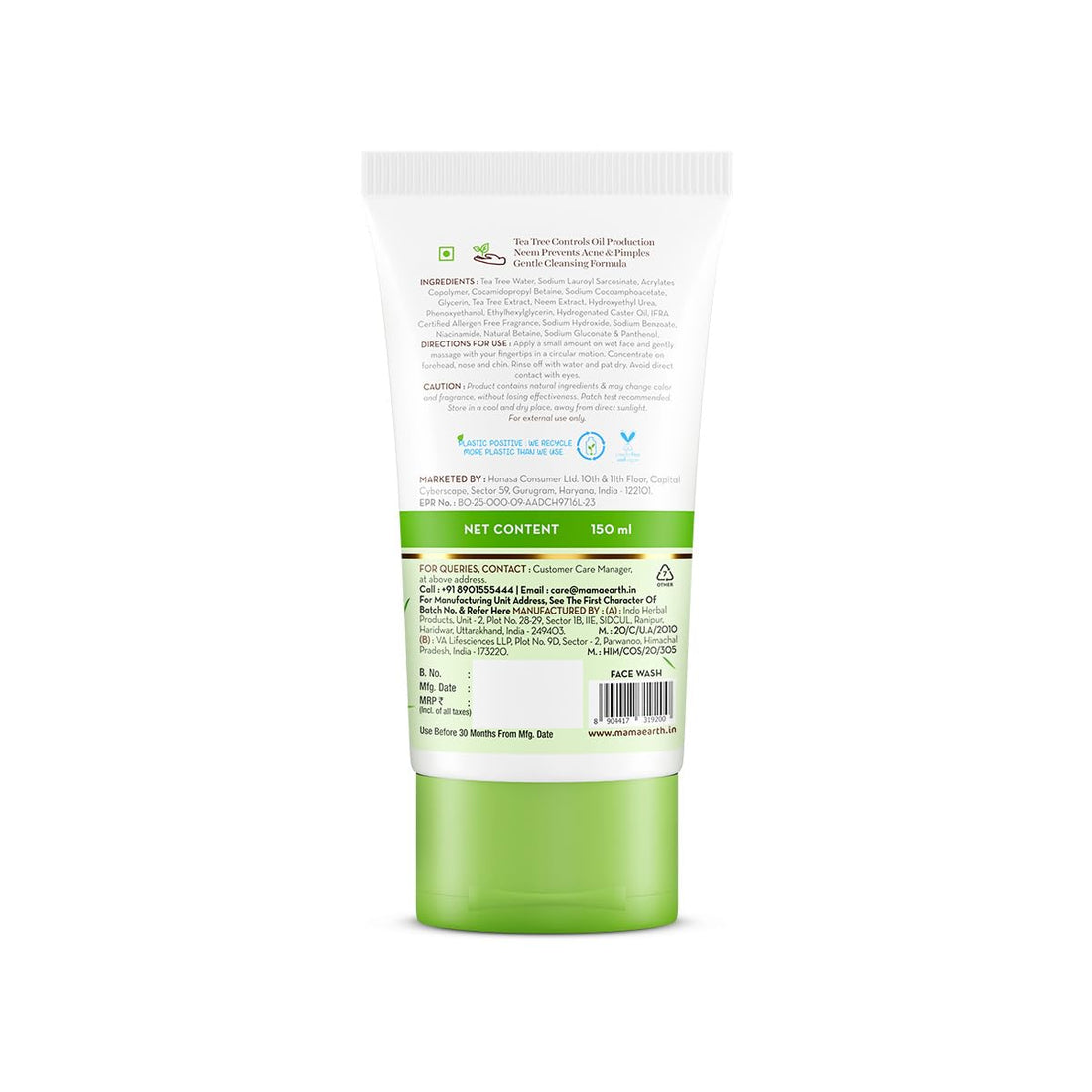 Mamaearth - Tea Tree Oil Control Facewash For Normal To Oily Skin (150ML) [Buy 1 Get 1 Free]