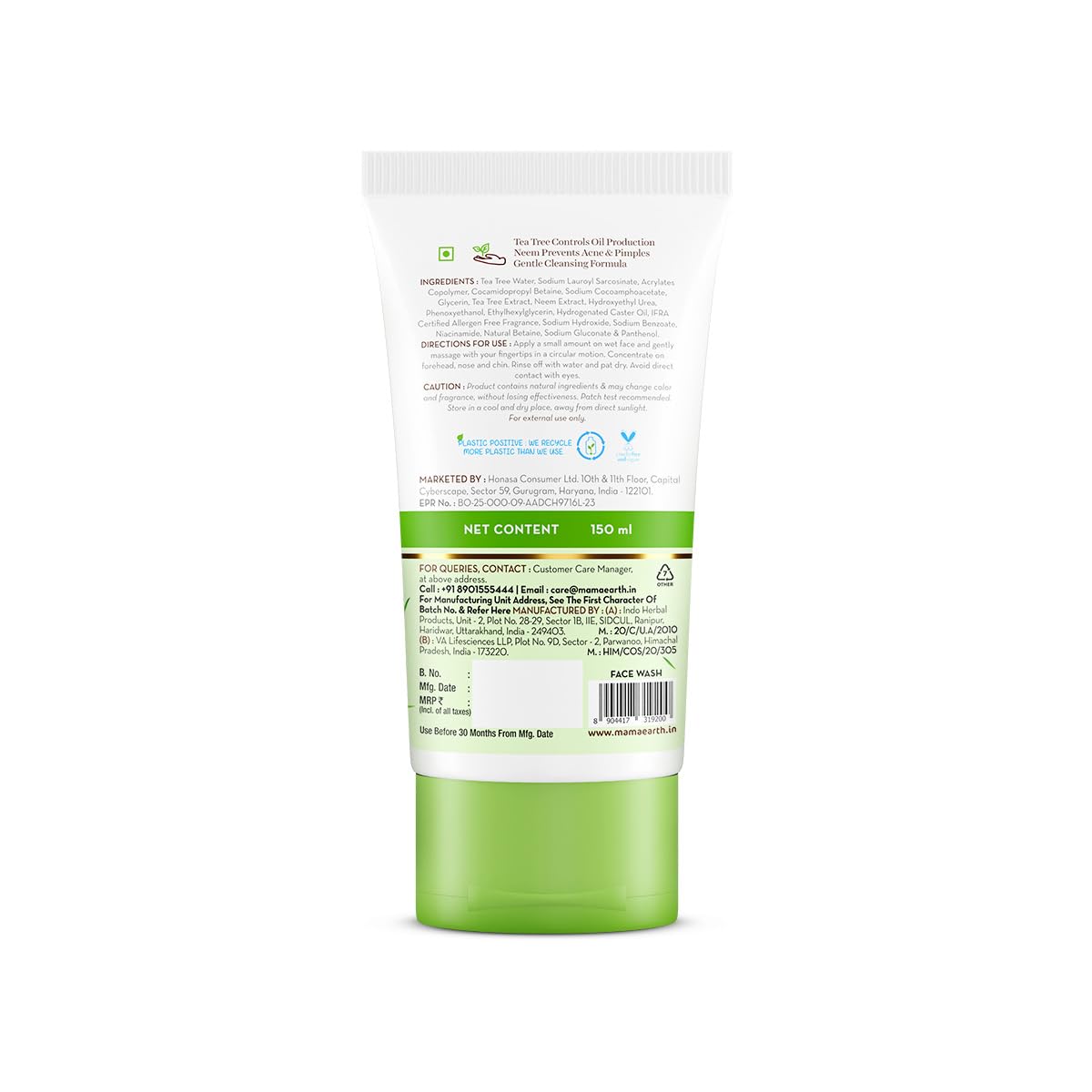 Mamaearth - Tea Tree Oil Control Facewash For Normal To Oily Skin (150ML) [Buy 1 Get 1 Free]
