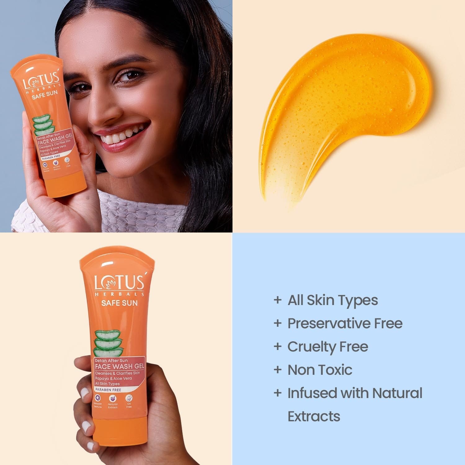 Lotus Herbals - Safe Sun Detan After Sun Face Wash Gel (100g)