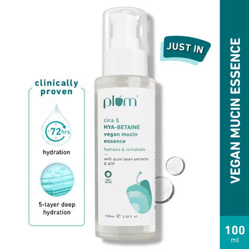 Plum - Vegan Mucin Essence with Cica & Hya-Betaine for Soothing, Multi-Layer 72-Hr Hydration (100ML)