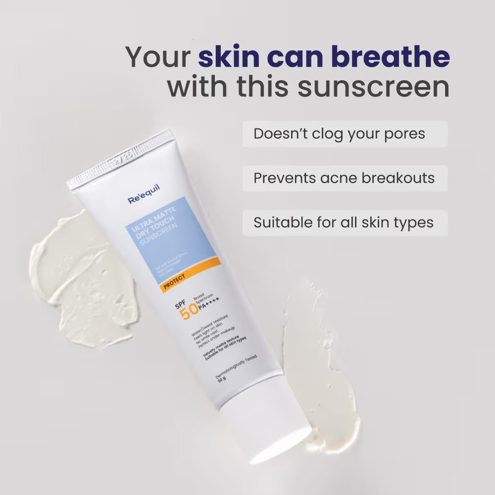 Re’equil – Ultra Matte Dry Touch Sunscreen SPF 50 PA++++ (50 g)