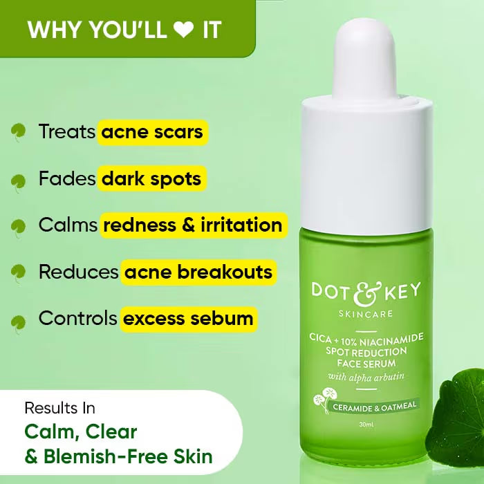 Dot & Key 10% Niacinamide + Cica Face Serum For Oily, Acne Prone Skin & Dark Spots Reduction (30ml)