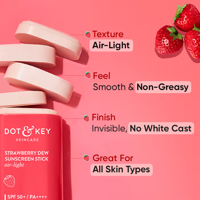 Dot & Key Strawberry On-The-Go SPF 50 Sunscreen Stick PA+++ For UVA/B Blocks (20 g)