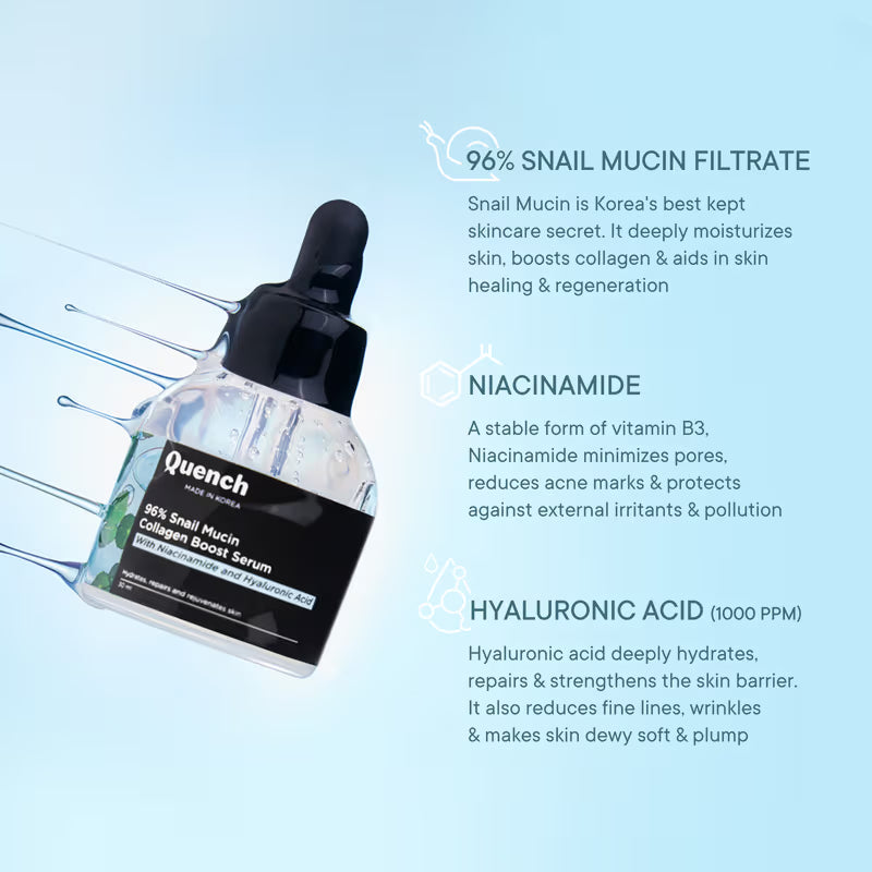 Quench - 96% Snail Mucin Collagen Boost Face Serum