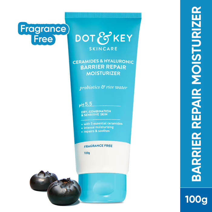 Dot & Key Hyaluronic + Ceramide Barrier Repair Hydrating Face Moisturizer Cream, Normal To Dry Skin (100g)