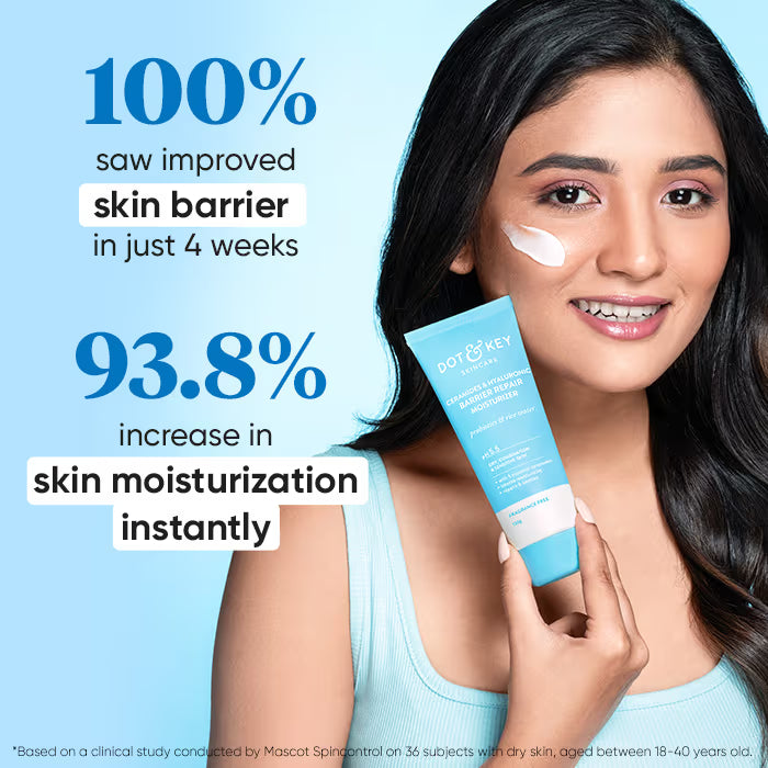 Dot & Key Hyaluronic + Ceramide Barrier Repair Hydrating Face Moisturizer Cream, Normal To Dry Skin (100g)