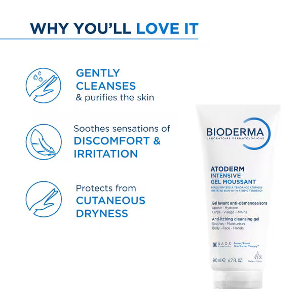 Bioderma - Atoderm Intensive Gel Moussant Ultra-soothing Gel, Very Dry To Atopic Skin (200mL)