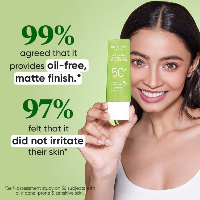 Dot & Key Cica Calming Mattifying Sunscreen Niacinamide SPF 50+ PA++++ For Oily Acne Prone & Sensitive Skin (50 g)