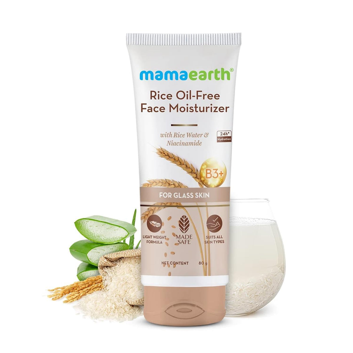 Mamaearth - Rice Oil - Free Face Moisturizer For Glass Skin (80g)