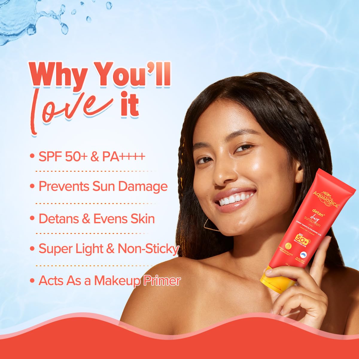 Aqualogica - Detan+ Dewy Sunscreen Spf50+ (125g)