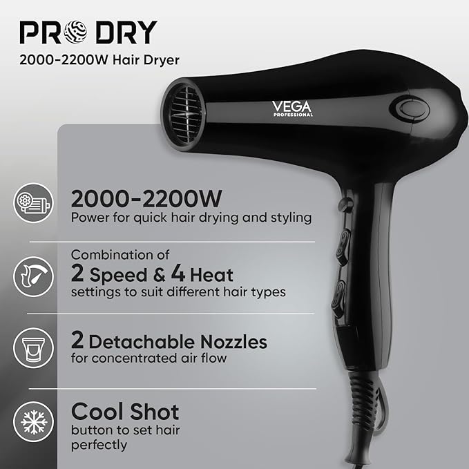 Vega Professional - Pro Dry 2000-2200W Hair Dryer (VHDT - 01)