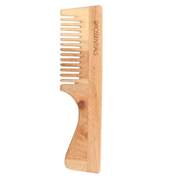 OROSSENTIALS Oil Treated Kacchi Neem Handmade Wooden Handle Wide Teeth Comb (1pcs)