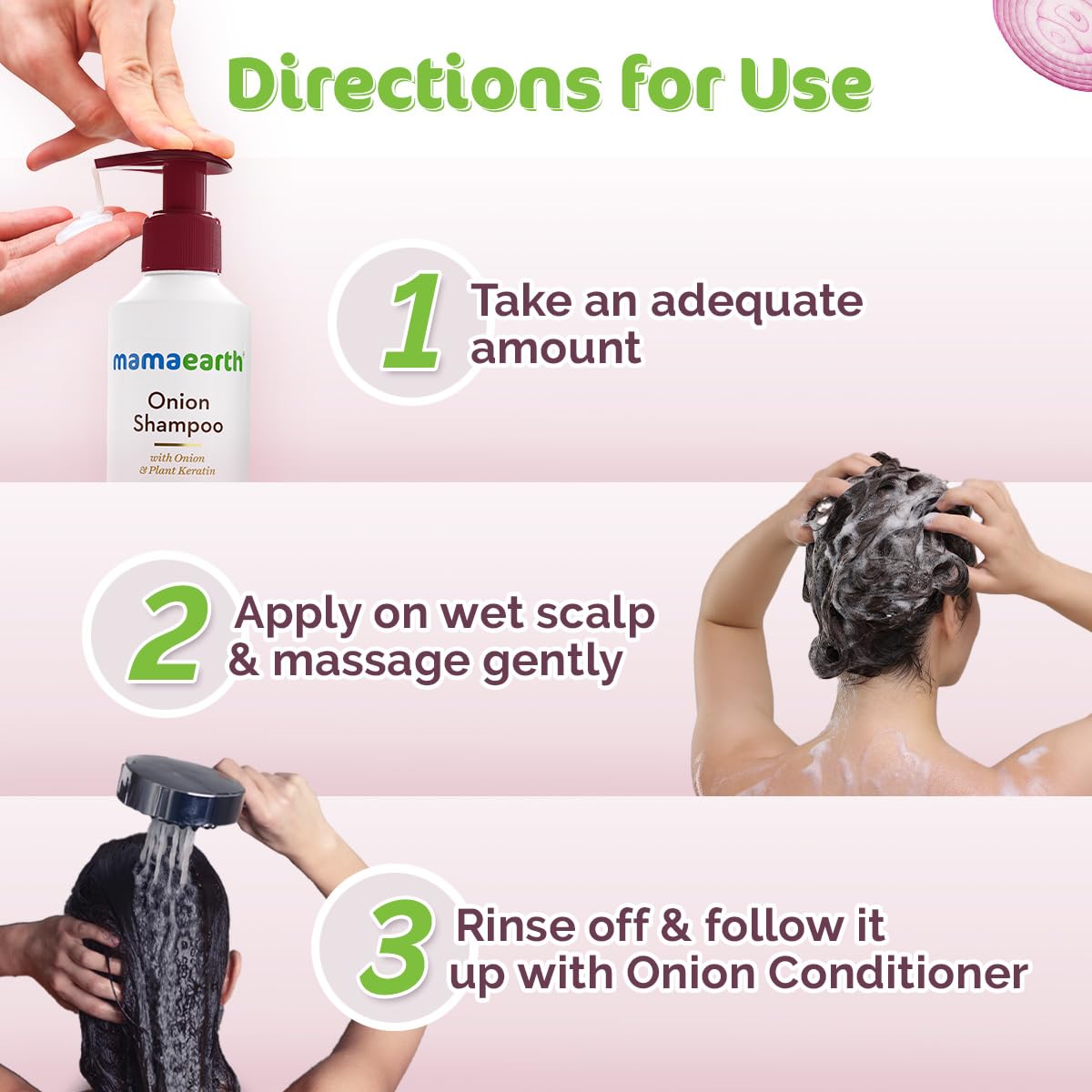 Mamaearth - Onion Shampoo With Onion & Plant Keratin (250ML) [Onion Hair Oil (100ML) Free]