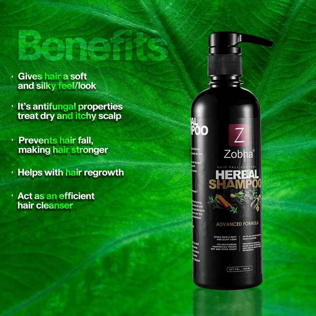 Zobha - HERBAL SHAMPOO WITH ADVANCED FORMULA ~ 500ML