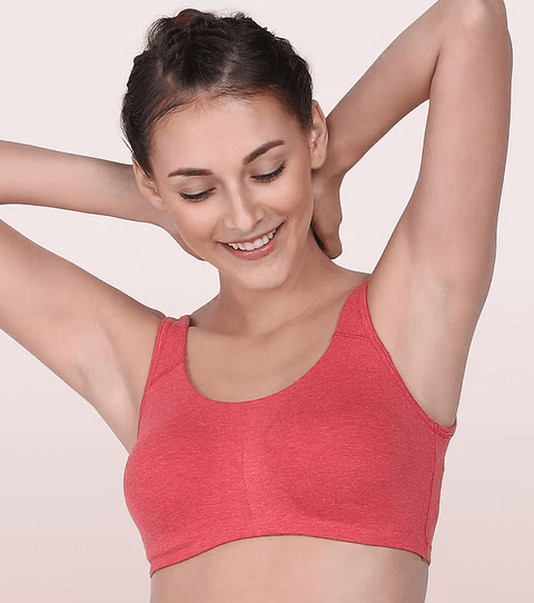 ENAMOR - (SB06) LOW IMPACT BRA - (COLOR - TOMATO MELANGE) - 01N