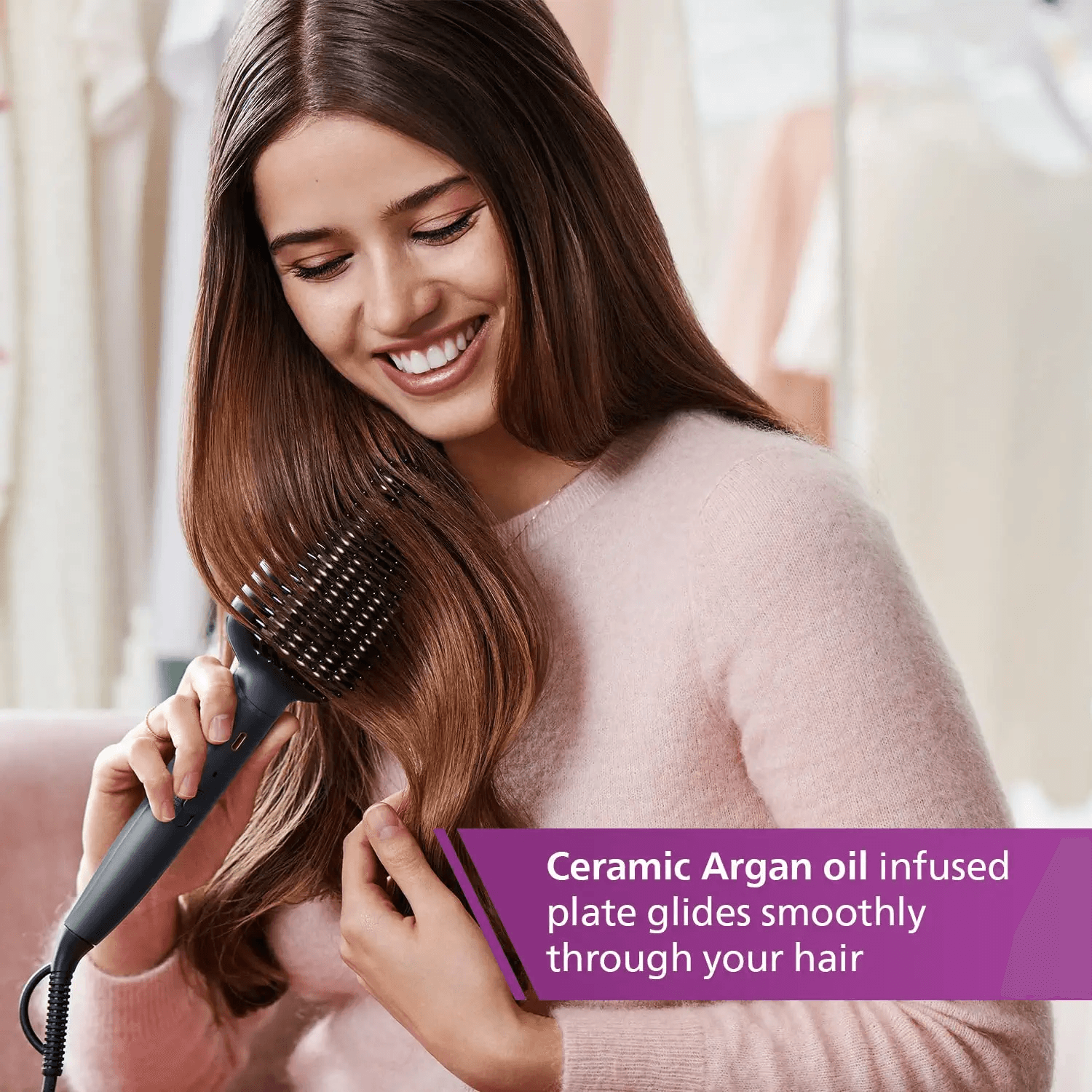 Philips - Heated Straightening Brush (BHH885/10)