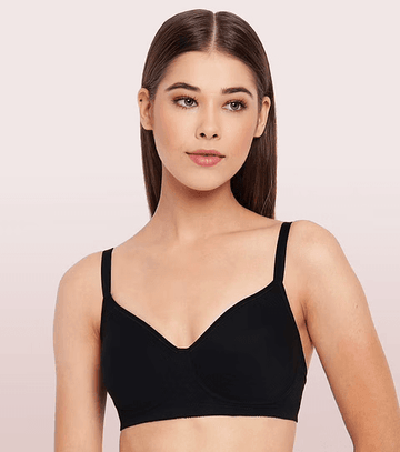 ENAMOR - (A042 - 01N) SIDE SUPPORT SHAPER SUPIMA COTTON EVERYDAY BRA (COLOR - BLACK)