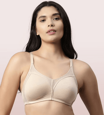 Enamor - M-FRAME JIGGLE CONTROL FULL SUPPORT STRETCH COTTON (Color - Paleskin) BRA (AB75) 01N