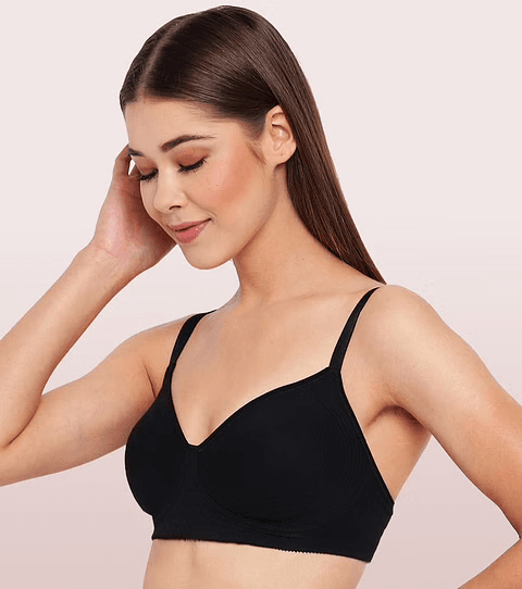 ENAMOR - (A042 - 01N) SIDE SUPPORT SHAPER SUPIMA COTTON EVERYDAY BRA (COLOR - BLACK)