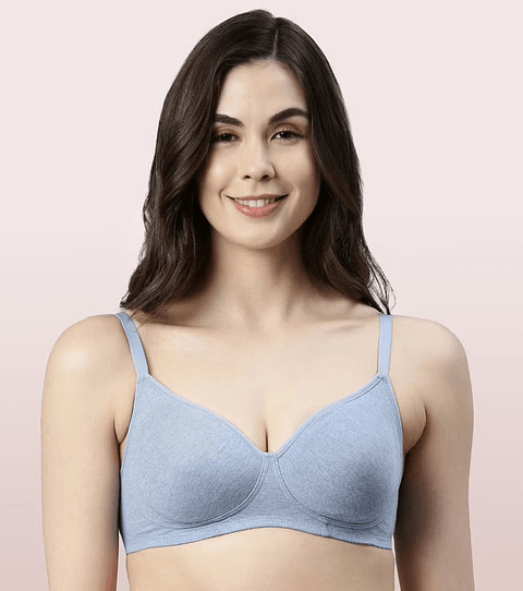 ENAMOR - (A042 - 01N) SIDE SUPPORT SHAPER SUPIMA COTTON EVERYDAY BRA (COLOR - CHAMBRAY MELANGE)