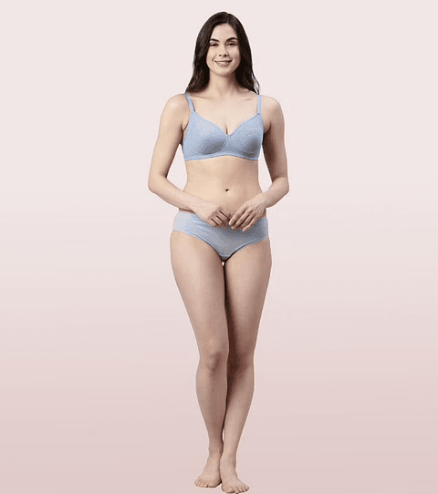 ENAMOR - (A042 - 01N) SIDE SUPPORT SHAPER SUPIMA COTTON EVERYDAY BRA (COLOR - CHAMBRAY MELANGE)