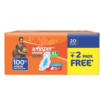 Whisper - Choice Ultra Sanitary Pad - XL, 18 pcs (Get 2 Pads Free) = 20PADS