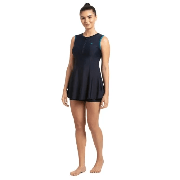 Speedo - Closedback Swimdress With Boyleg - True Navy - Nordic Teal (#8FS878P036) 01N