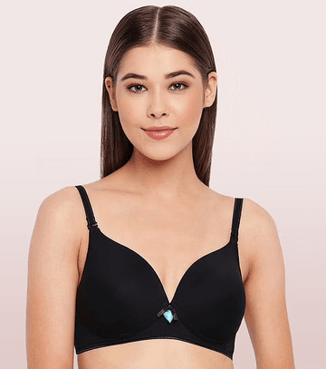 ENAMOR - INVISIBLE NECKLINE T-SHIRT BRA (COLOR - BLACK - 01 N) - F065
